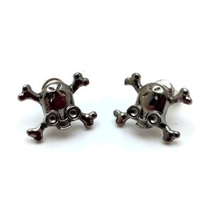 Skull and Crossbones Gunmetal Earrings